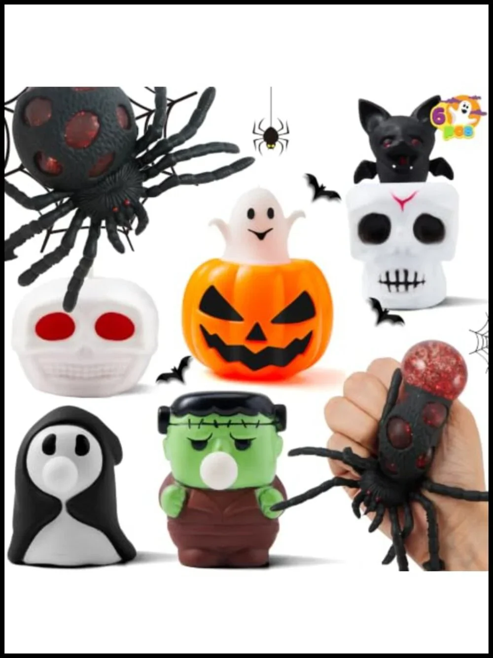 Halloween Squishy Toys Set of 6 - Slow Rising Stress Relief Party Favors for